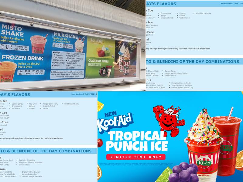 Rita's Italian Ice & Frozen Custard Menu