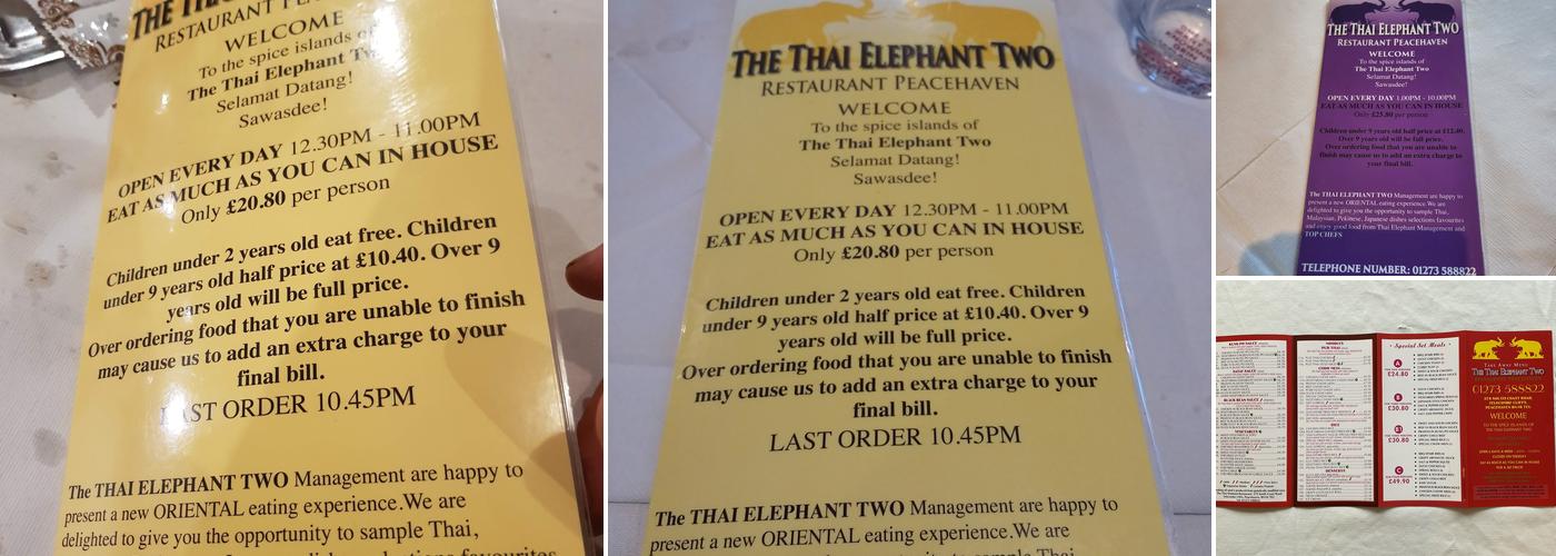 Thai Elephant Two Menu