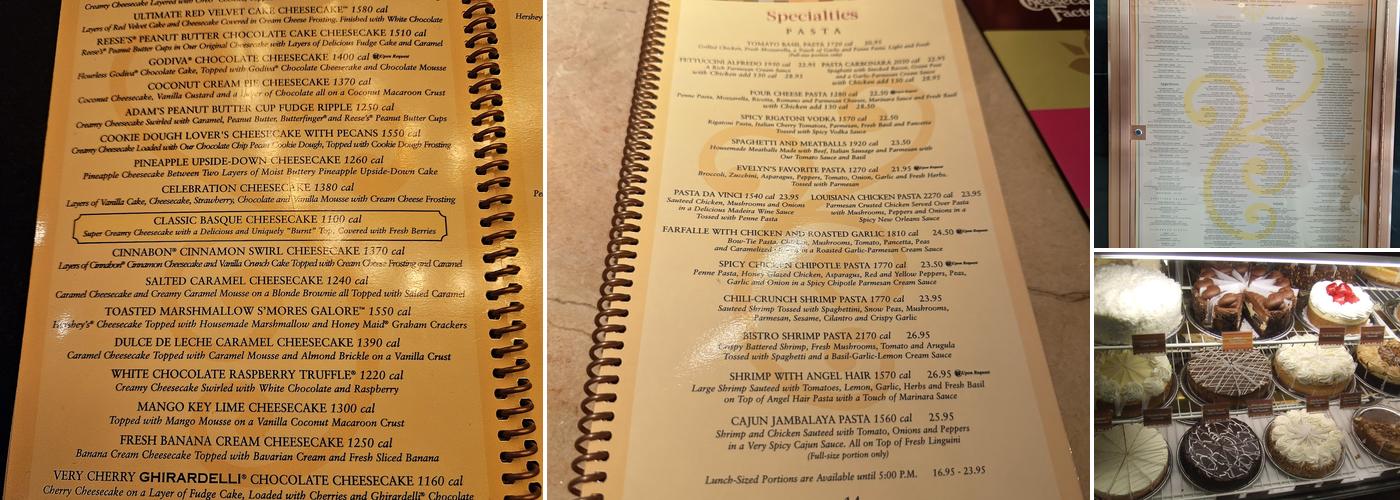 The Cheesecake Factory Menu