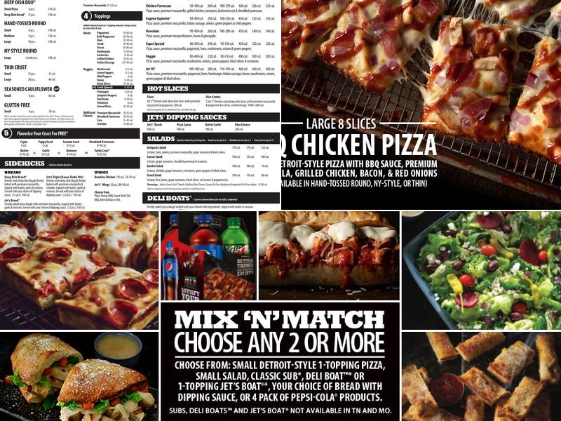 Jet's Pizza Menu