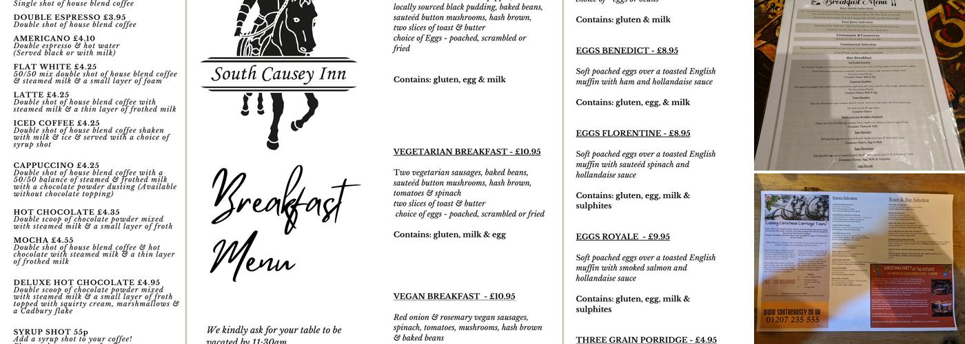 South Causey Inn Menu