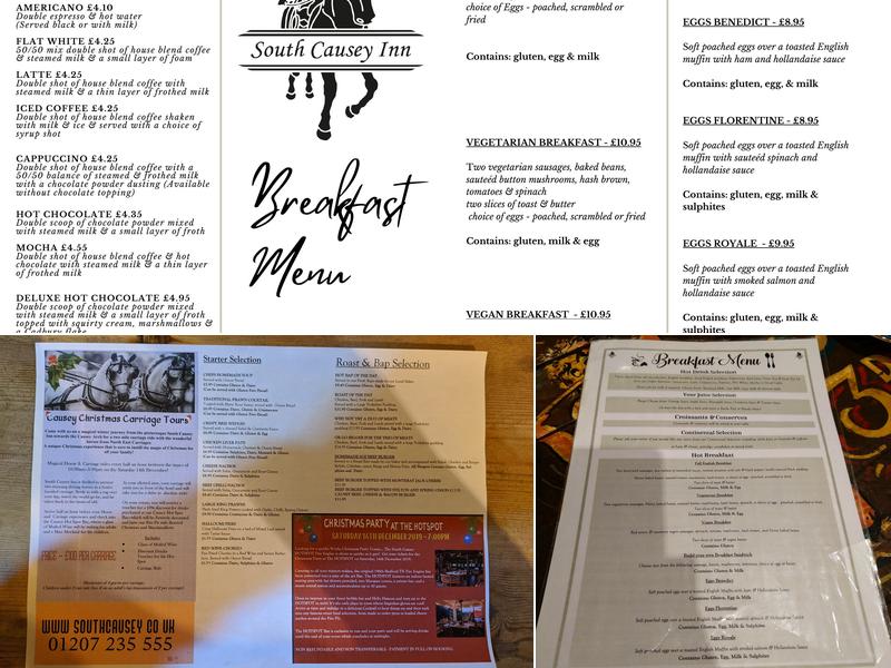 South Causey Inn Menu