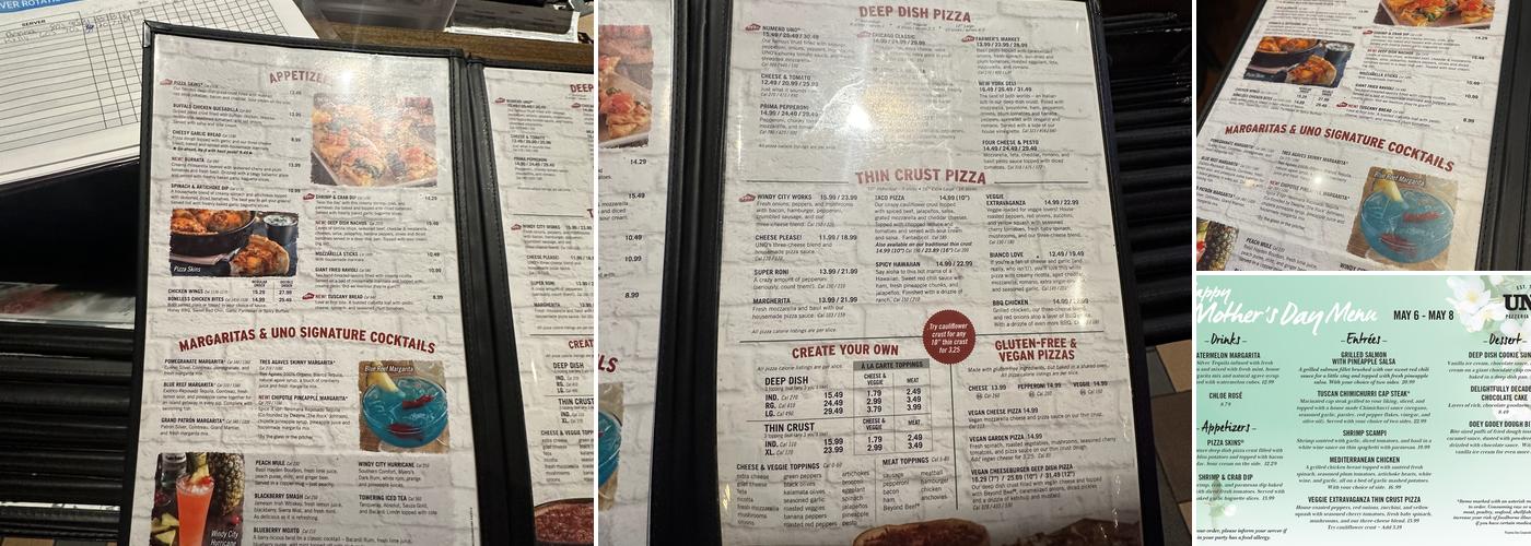 UNO Pizzeria & Grill Menu