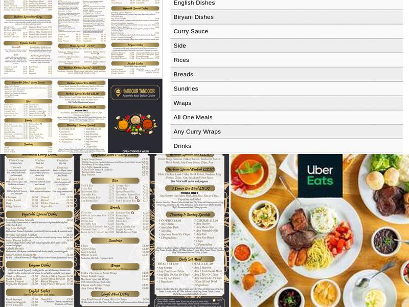 Harbour Tandoori Menu