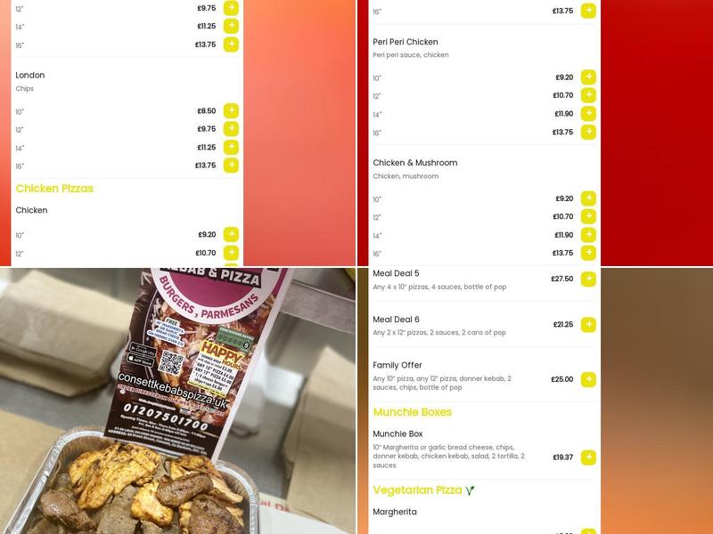 Consett Kebab & Pizza Menu