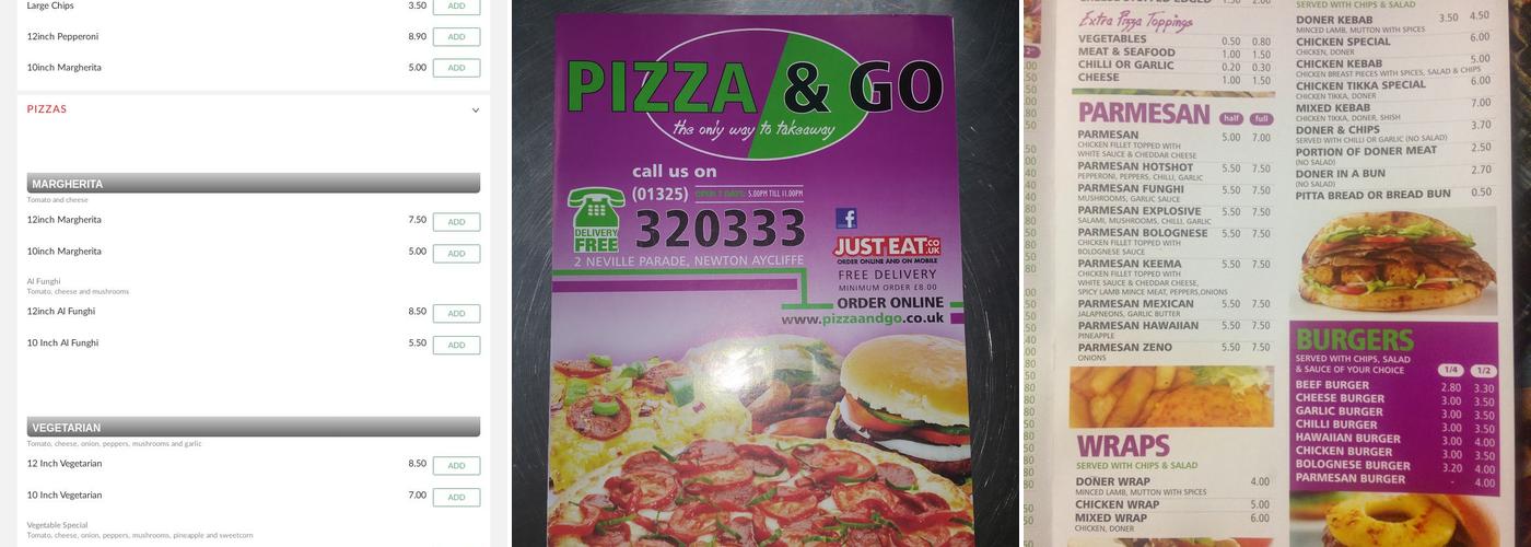 North East pizza Menu