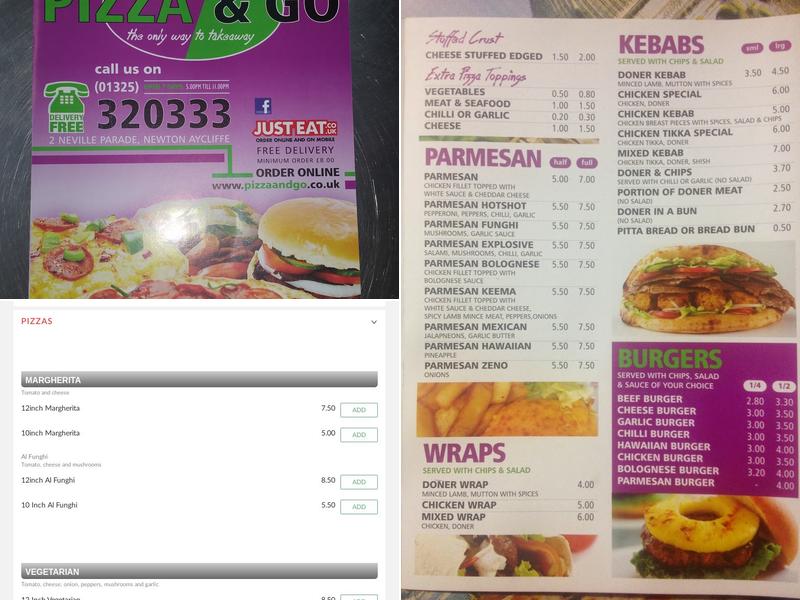 North East pizza Menu