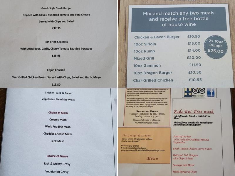 The George & Dragon Menu
