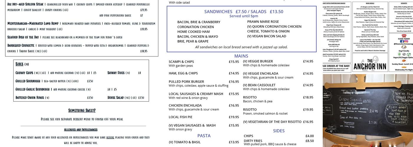 The Anchor Inn Menu