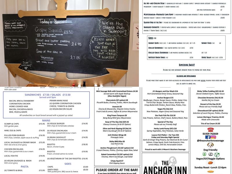 The Anchor Inn Menu