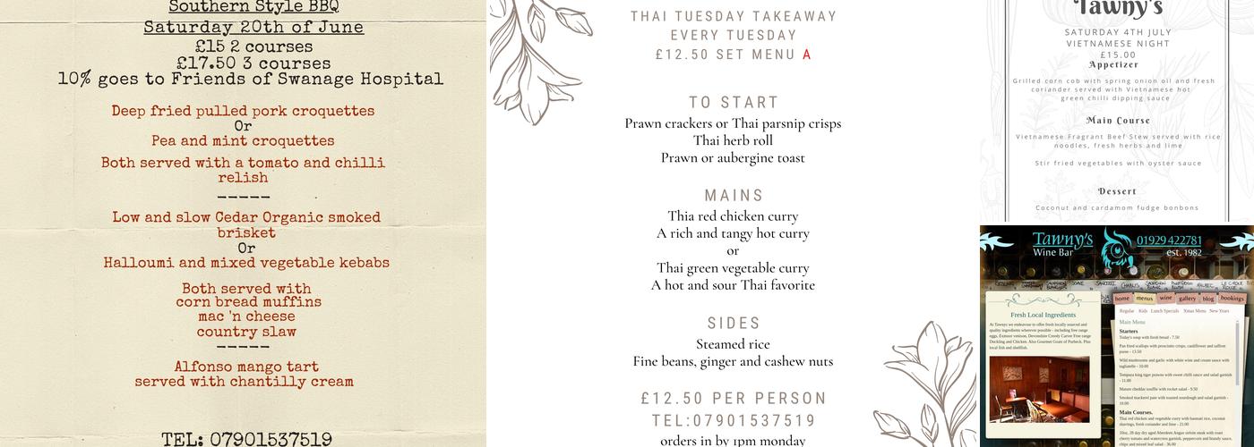 Tawnys Wine Bar Menu