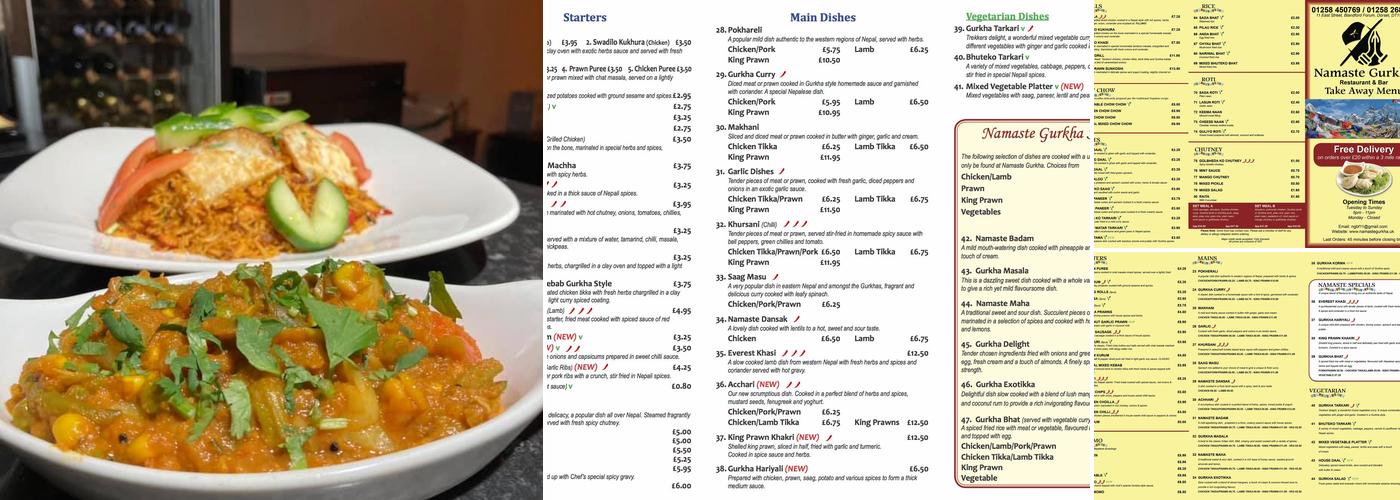 Namaste Gurkha (Blandford Forum) Menu