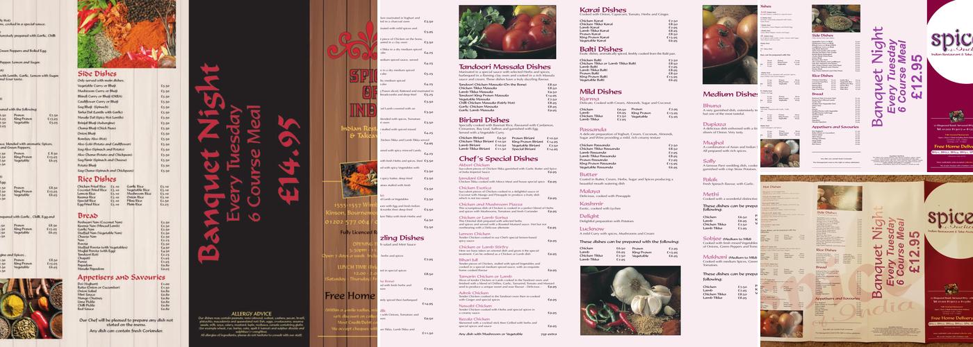 Spice Of India Menu