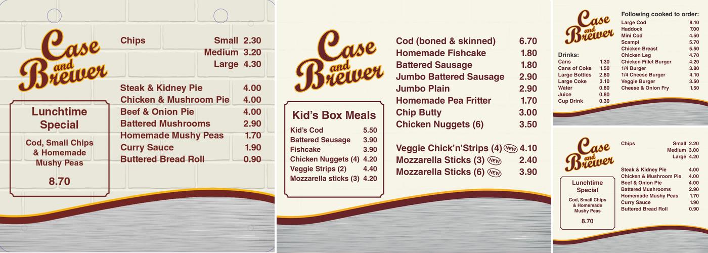 Case & Brewer Menu
