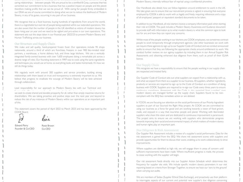 COOK Dorchester Menu