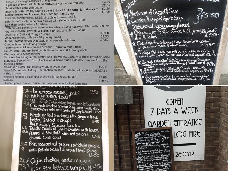 Potters Cafe Bistro Menu