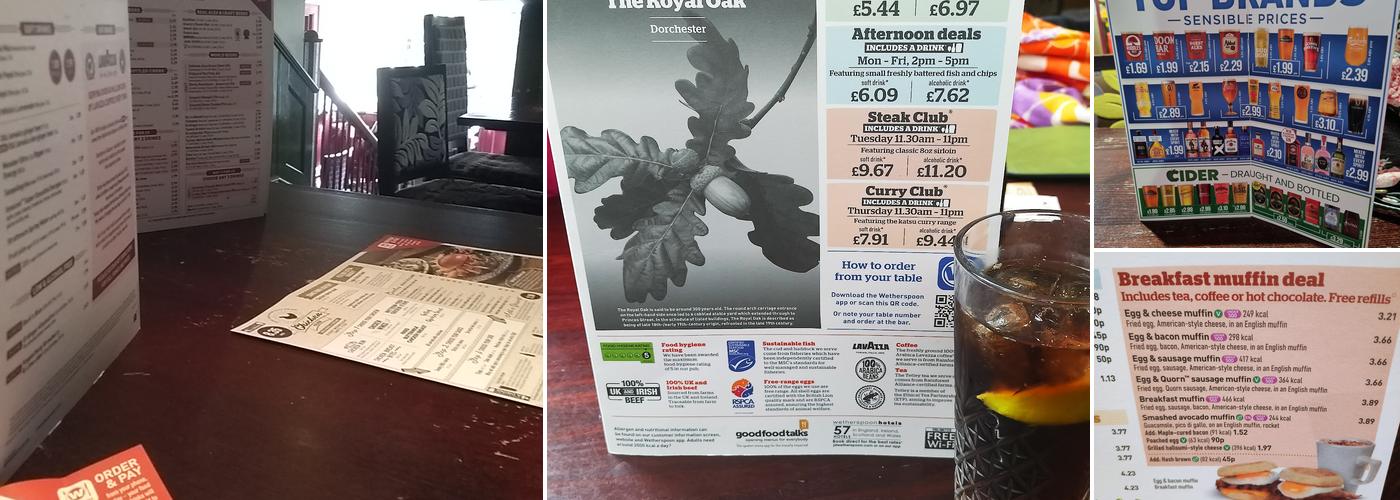 The Royal Oak - JD Wetherspoon Menu