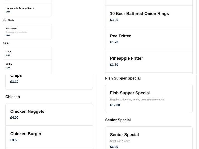 Ferndown Fish & Chips Menu