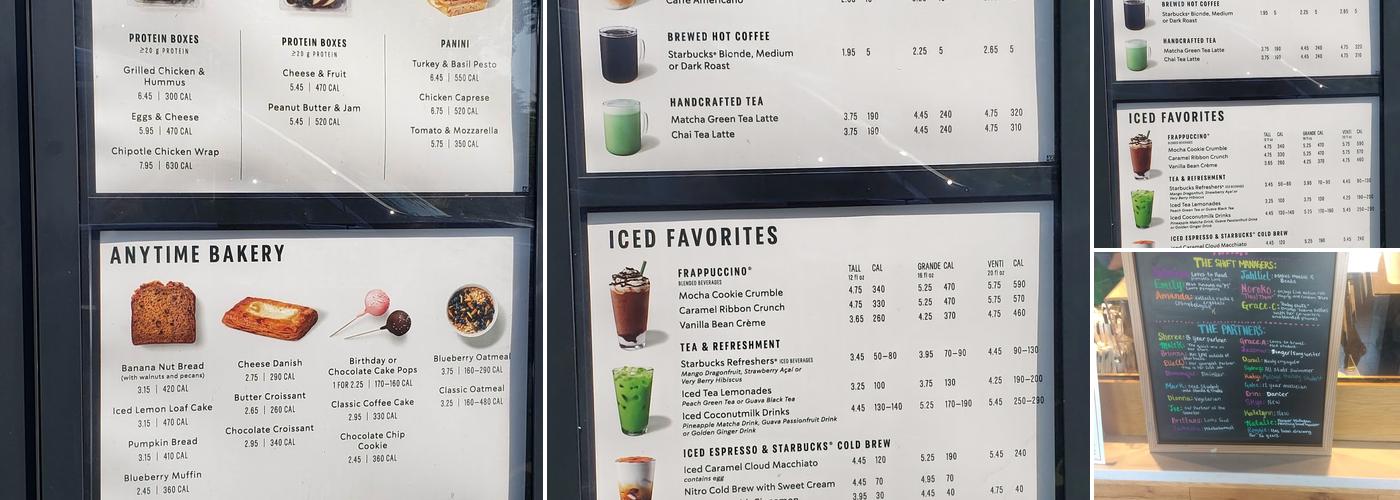Starbucks Menu