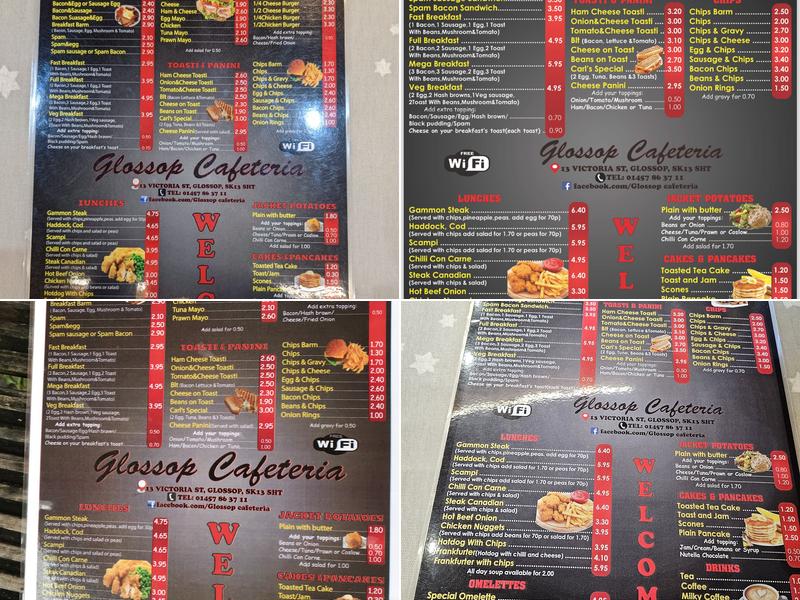 Glossop Cafeteria Menu