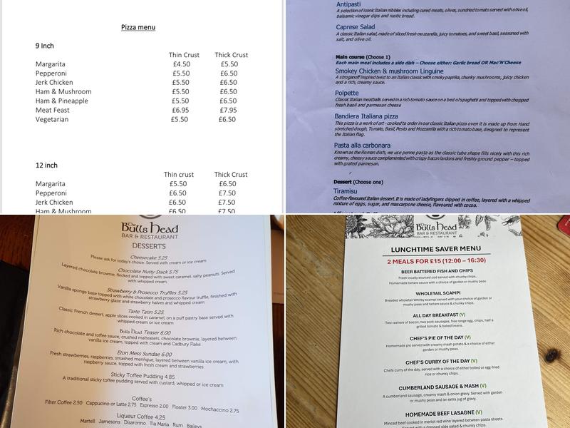 The Bulls Head Denby Menu