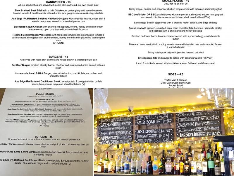 Buxton Brewery Tap House & Cellar Menu