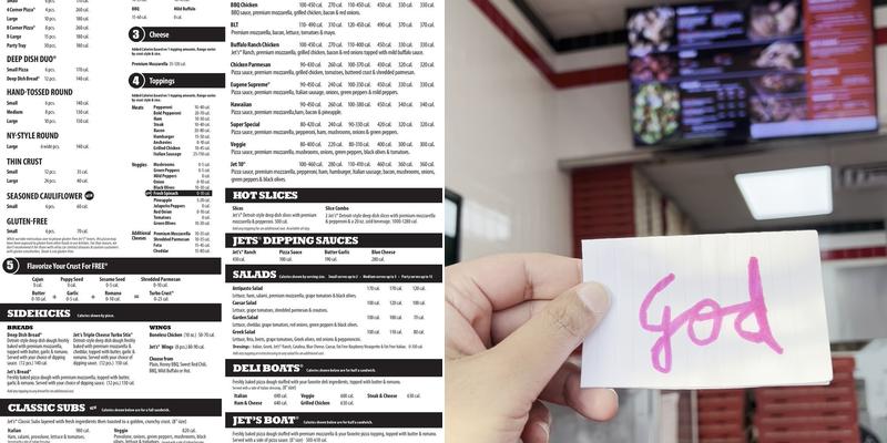 Jet's Pizza Menu