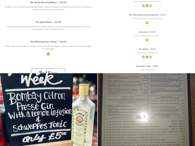 The Old Sun Inn Menu