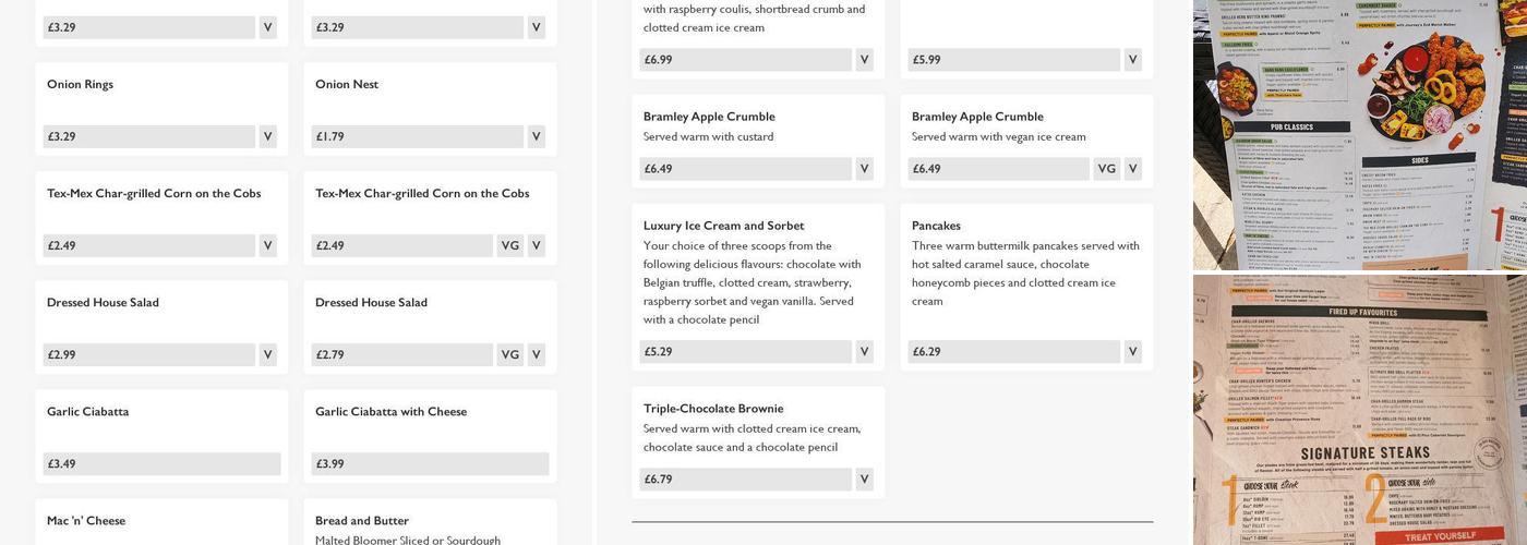 Harrington Arms Sawley Menu