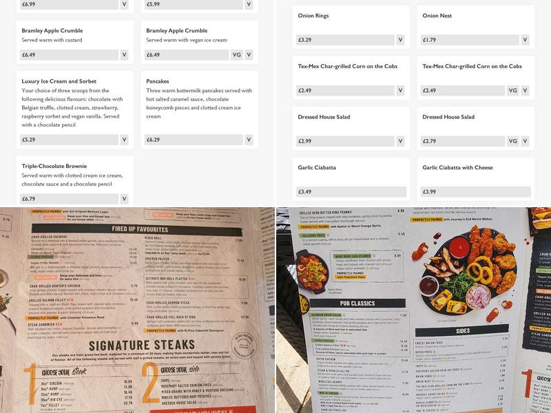 Harrington Arms Sawley Menu
