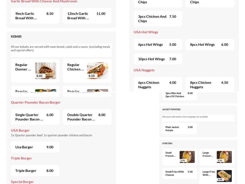 USA Chicken Express - Ilkeston Menu