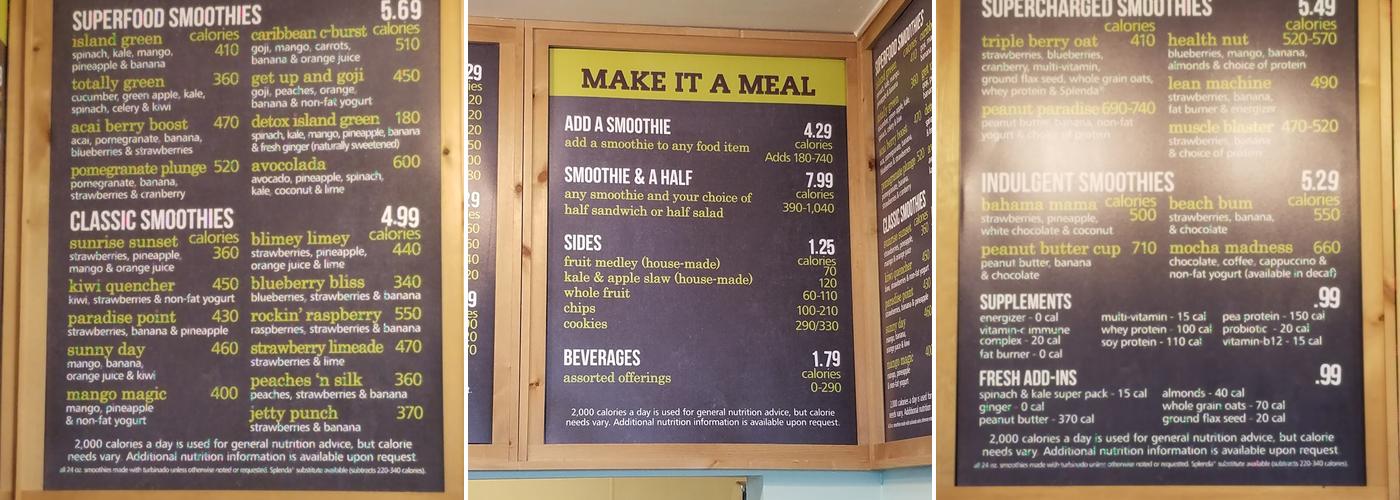 Tropical Smoothie Cafe Menu