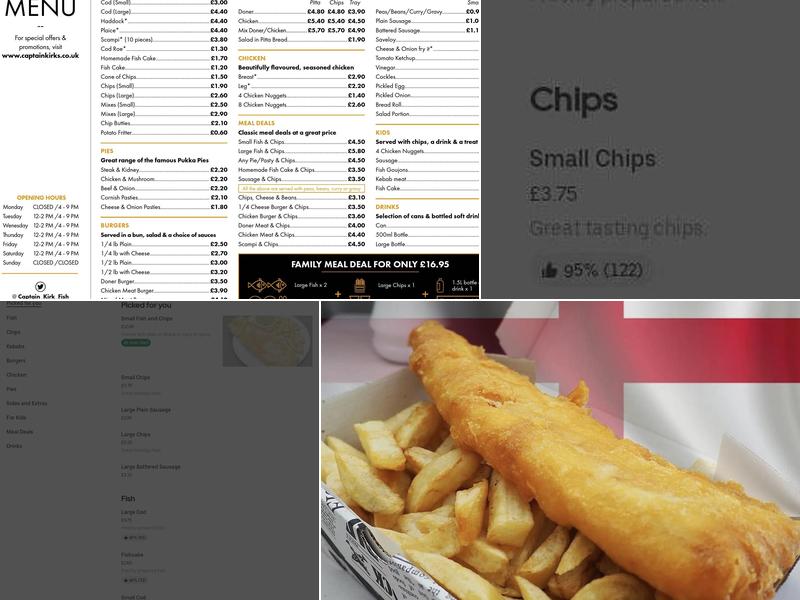 Captain Kirk Fish & Chips Menu