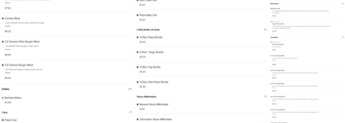 USA Chicken Swadlincote Menu