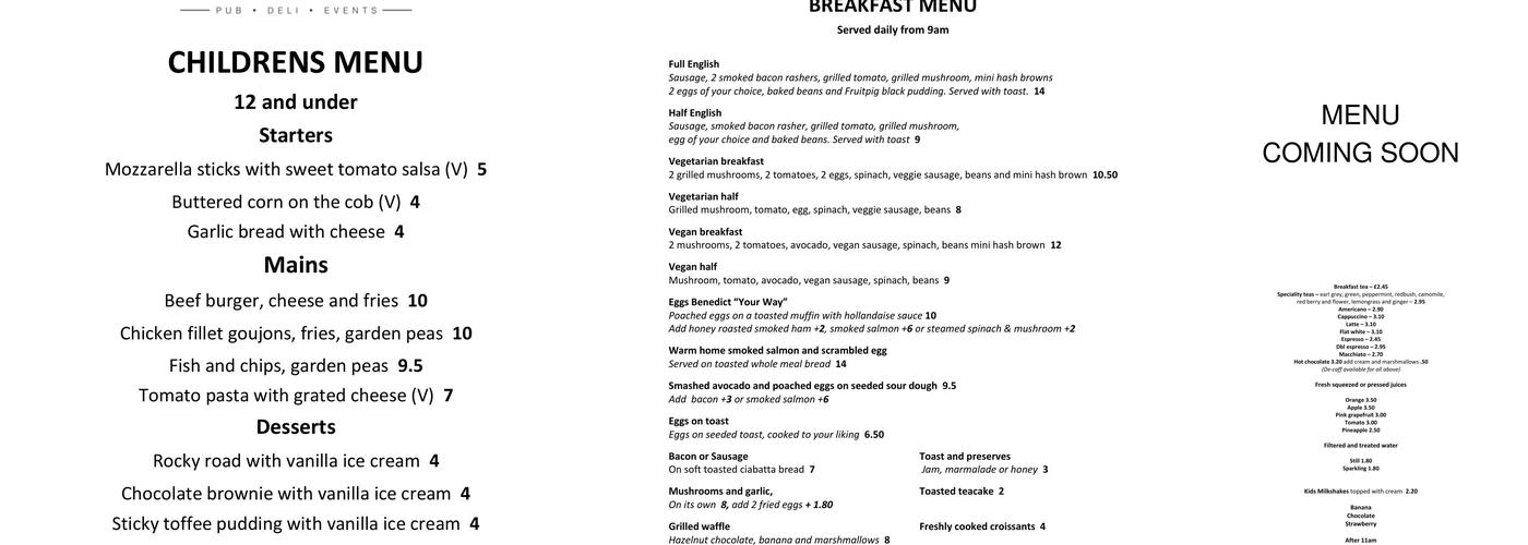 The Church Green Menu