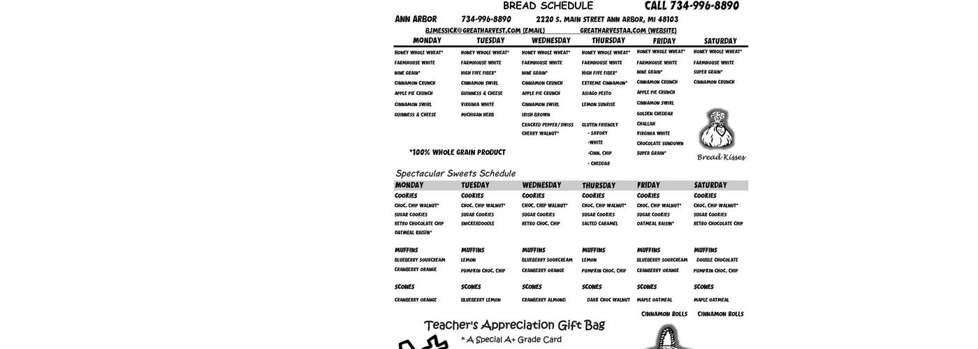 Great Harvest Bread Co. Menu