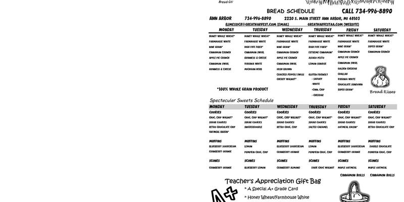 Great Harvest Bread Co. Menu