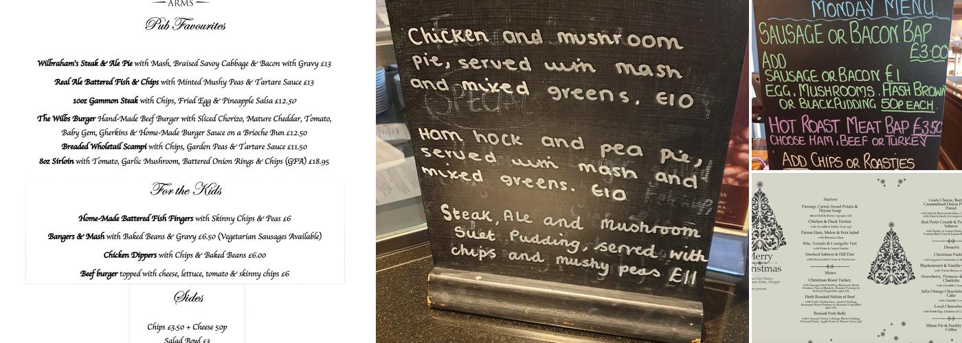 The Wilbraham Arms Menu