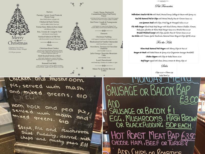 The Wilbraham Arms Menu