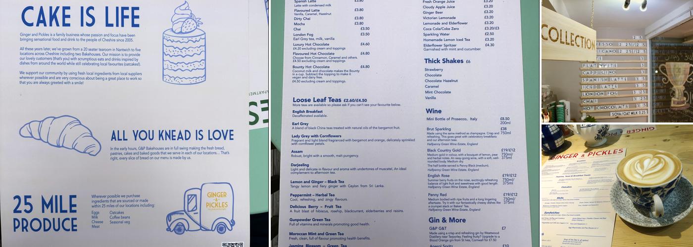 Ginger and Pickles Menu