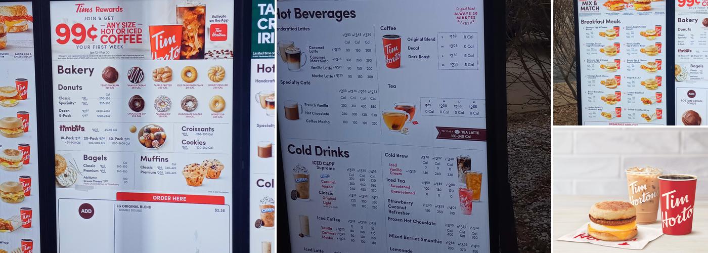 Tim Hortons Menu