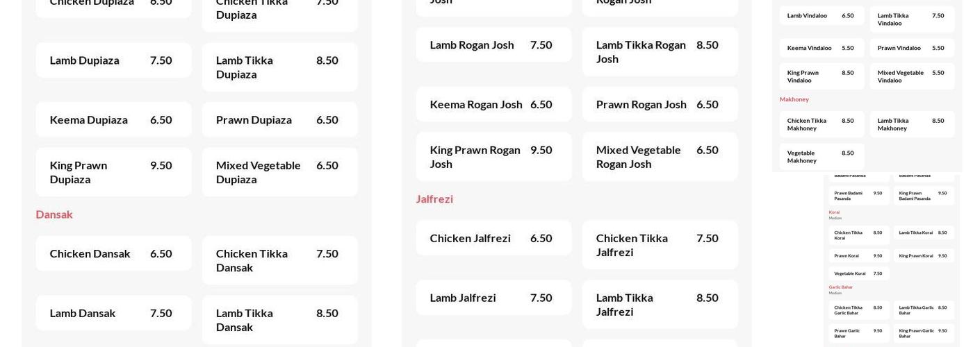 Ganges Express Limited Menu