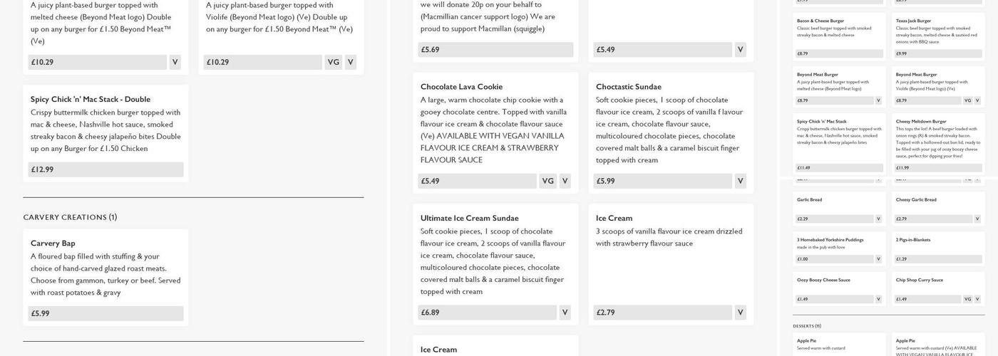 Barlow Croft, Greene King Pub & Carvery Menu