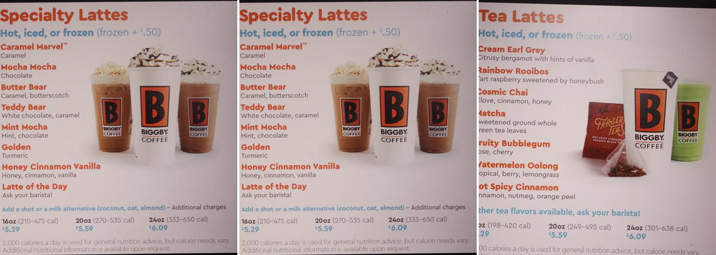 BIGGBY COFFEE Menu