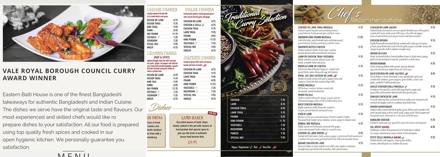 Eastern Balti House Menu