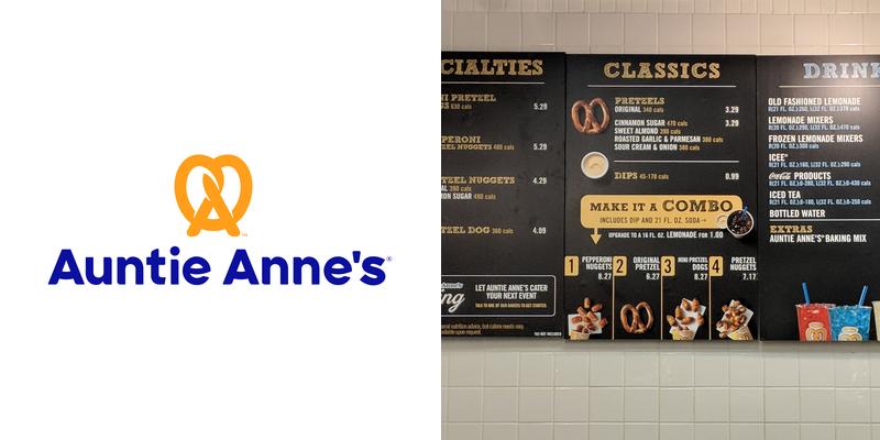 Auntie Anne's Menu