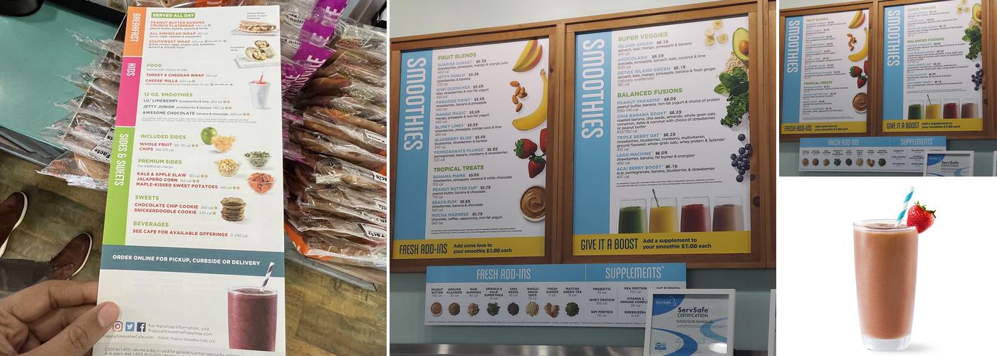 Tropical Smoothie Cafe Menu