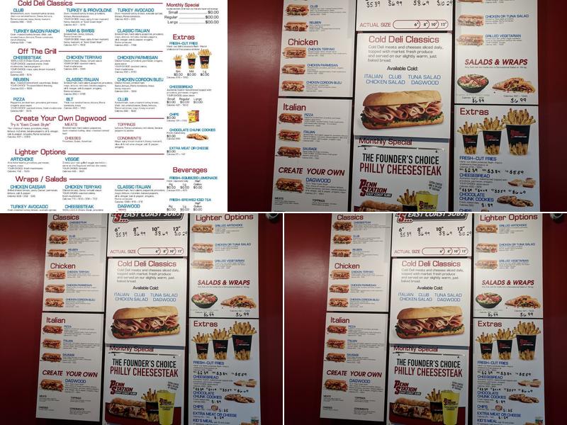 Penn Station East Coast Subs Menu