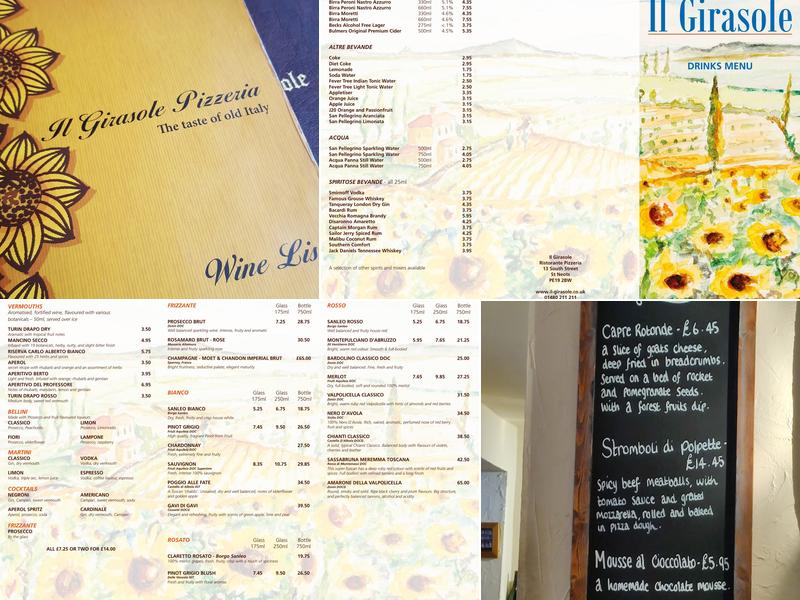 Il Girasole Menu