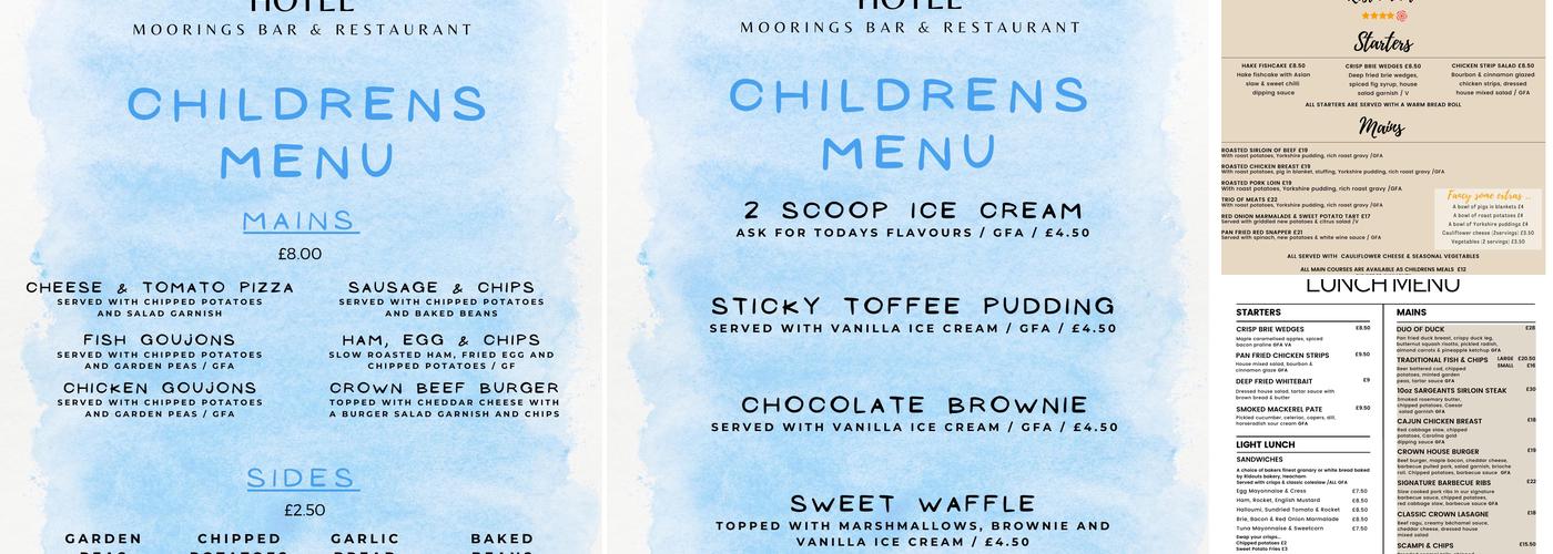 The Moorings Restaurant Menu